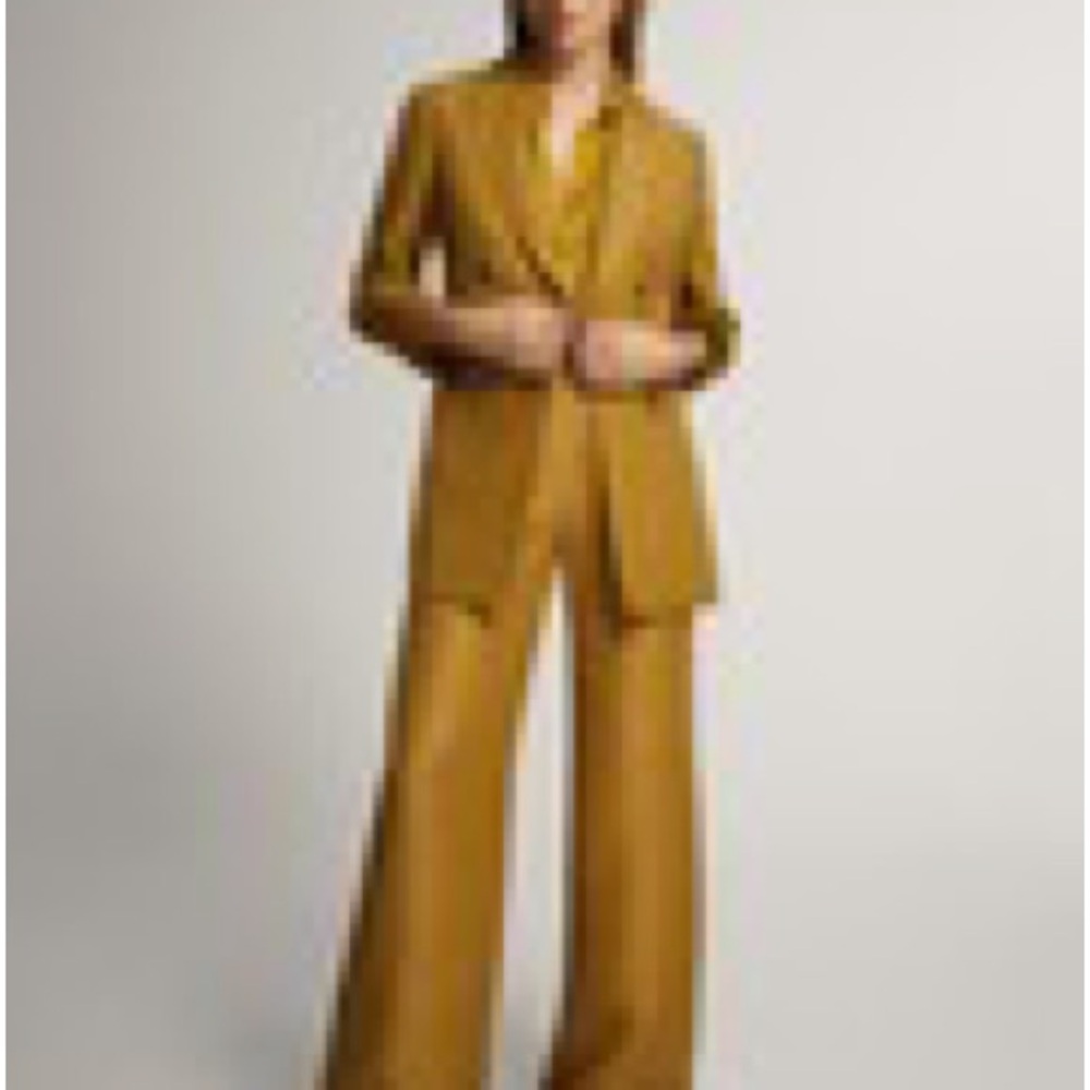 Massimo Dutti Ochre Wide Leg Suit